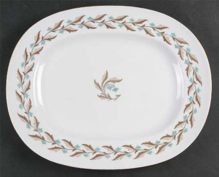 Ashton (Gold Trim) 13" Oval Serving Platter