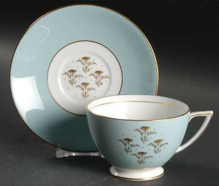 Aurora Turquoise Footed Cup & Saucer Set
