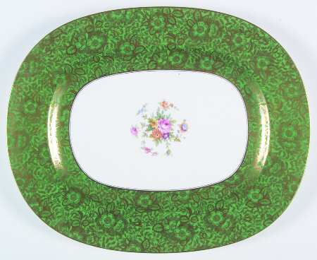 Brocade Green 16" Oval Serving Platter