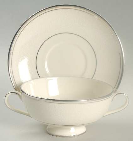Bridal Veil Footed Cream Soup Bowl & Saucer Set
