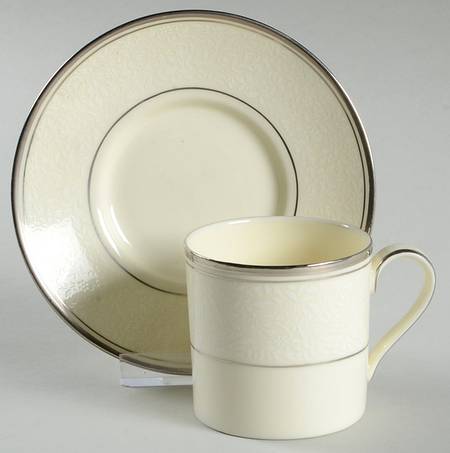 Bridal Veil Flat Demitasse Cup & Saucer Set