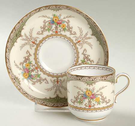 Chatham Green Ivory Footed Demitasse Cup & Saucer Set