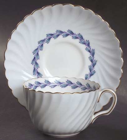 Cheviot Blue Flat Cup & Saucer Set by Minton