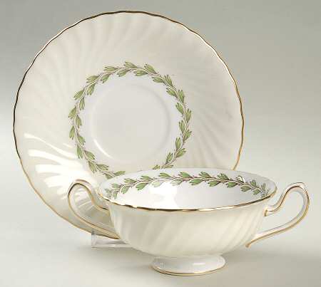 Cheviot Ivory Footed Cream Soup Bowl & Saucer Set
