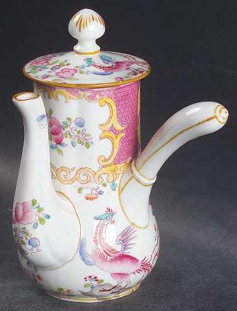 Cockatrice Pink (Smooth, Wreath Backstamp) Individual Coffee Pot & Lid