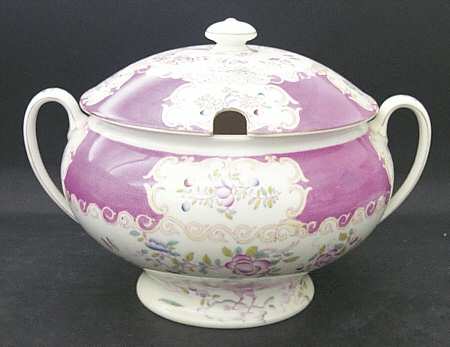 Cockatrice Pink (Smooth, Wreath Backstamp) Tureen &  Lid
