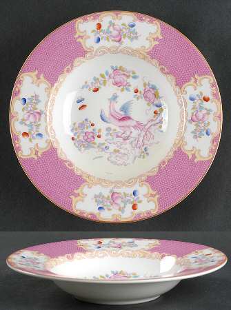 Cockatrice Pink (Smooth, Wreath Backstamp) Rim Soup Bowl