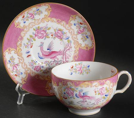 Cockatrice Pink (Smooth, Wreath Backstamp) Oversized Cup & Saucer Set