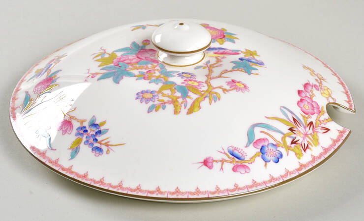 Cuckoo (Smooth, White, Wreath Bkstp) Lid for Tureen