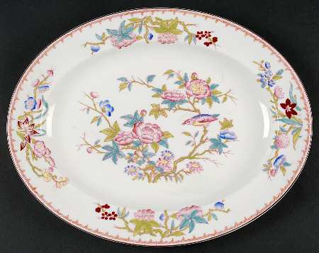 Cuckoo (Smooth, White, Wreath Bkstp) 13" Oval Serving Platter