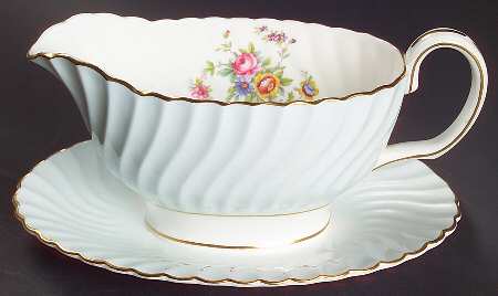 Dawn Blue Gravy Boat with Attached Underplate
