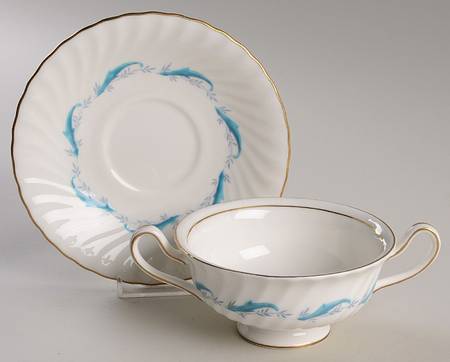 Downing Footed Cream Soup Bowl & Saucer Set