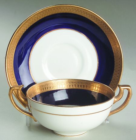 G6262 (Cobalt Blue Band) Footed Bouillon Cup & Saucer