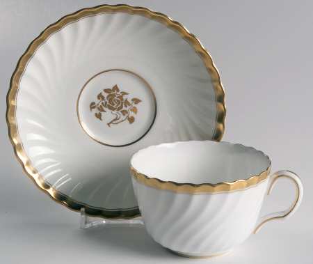 Gold Rose Flat Cup & Saucer Set