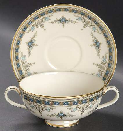 Grasmere Blue Footed Cream Soup Bowl & Saucer Set