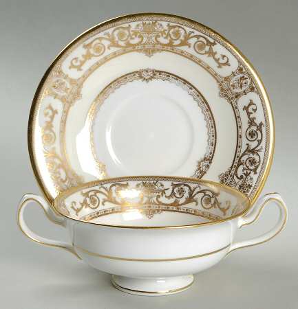 Grasmere Gold Footed Cream Soup Bowl & Saucer Set