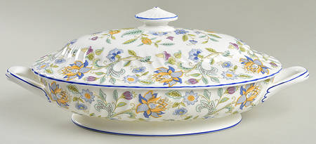 Haddon Hall Blue (Blue Trim) Oval Covered Vegetable