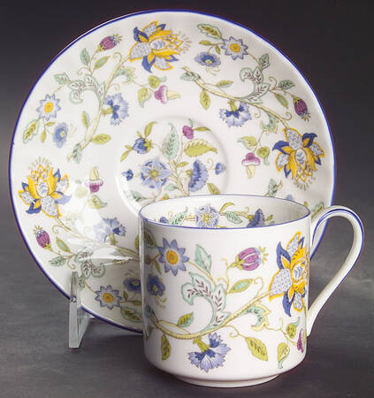 Haddon Hall Blue (Blue Trim) Flat Cup & Saucer Set