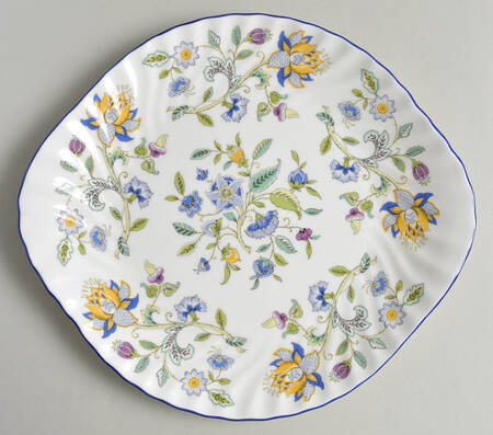 Haddon Hall Blue (Blue Trim) Handled Cake Plate