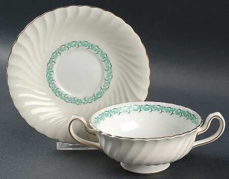 Lady Rodney (Cream Rim) Footed Cream Soup Bowl & Saucer Set