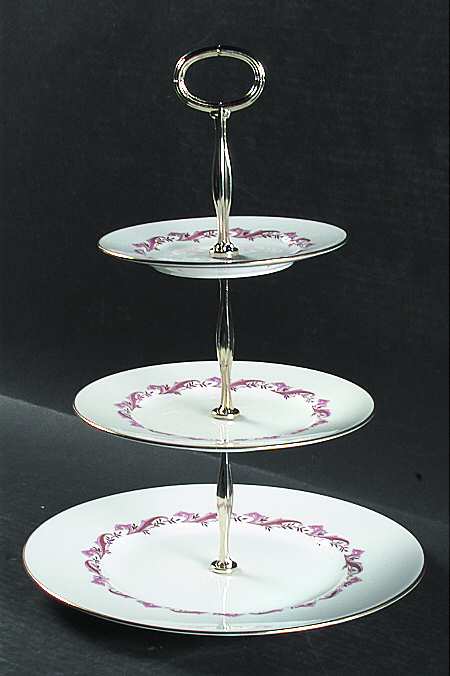 Laurentian Pink 13 7/8"-14 1/4" 3-Tiered Serving Tray(DP,SP,BB) HC