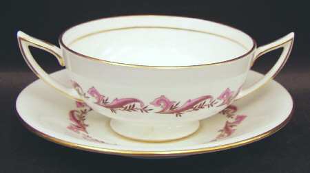 Laurentian Pink Footed Cream Soup Bowl & Saucer Set