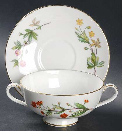 Meadow Smooth Footed Cream Soup Bowl & Saucer Set
