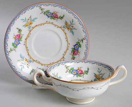 Melrose Flat Cream Soup Bowl & Saucer Set by Minton