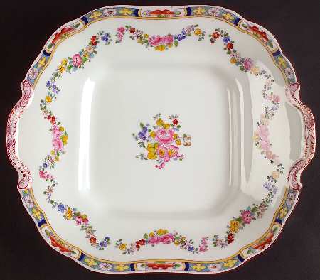 Minton Rose (Older, Smooth) Square Handled Cake Plate