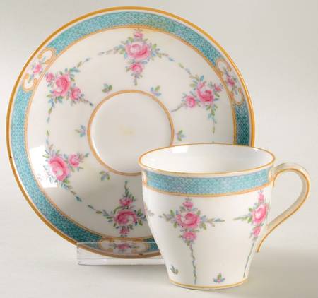 Persian Rose (Older) Flat Demitasse Cup & Saucer Set