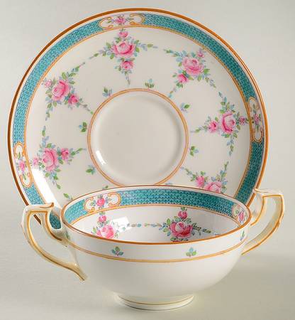 Persian Rose (Older) Flat Bouillon Cup & Saucer