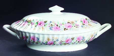 Rose Garland Oval Covered Vegetable