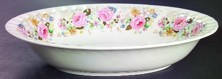 Rose Garland 10" Oval Vegetable Bowl