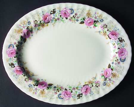 Rose Garland 13" Oval Serving Platter