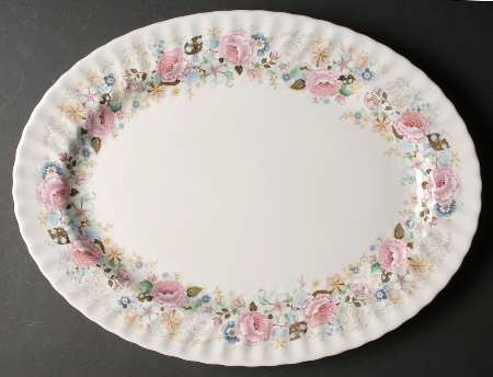Rose Garland 16" Oval Serving Platter