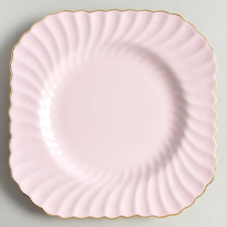 Shell Pink and Gold Square Salad Plate