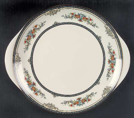 Stanwood (Gold Trim) Handled Cake Plate