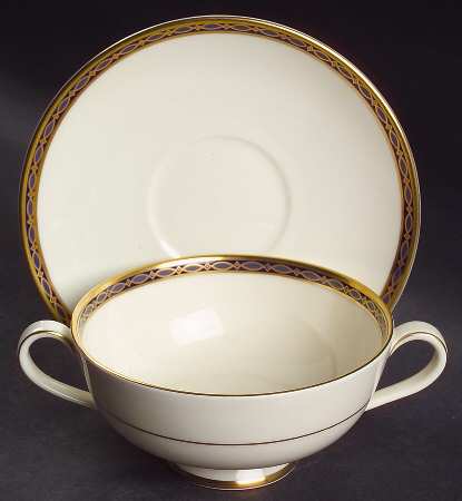 St. James Footed Cream Soup Bowl & Cup Saucer Set