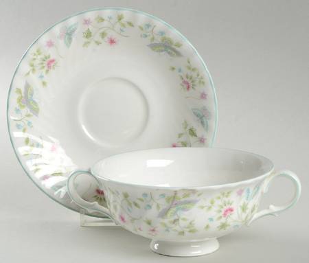 Summer Days Footed Cream Soup Bowl & Saucer Set
