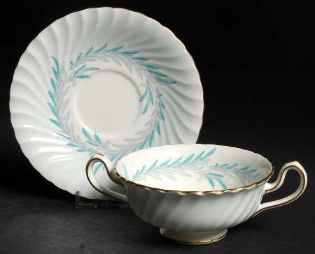 Symphony Blue Footed Cream Soup Bowl & Saucer Set