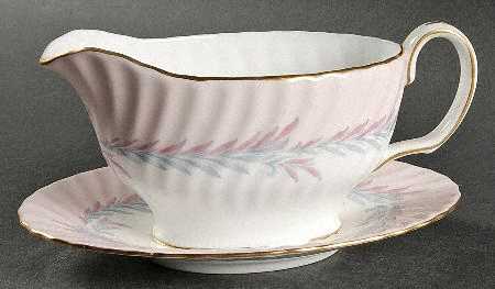 Symphony Pink Gravy Boat with Attached Underplate