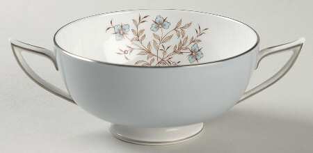 Twilight Grey Footed Cream Soup Bowl