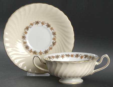 Vineyard Buff Footed Cream Soup Bowl & Saucer Set