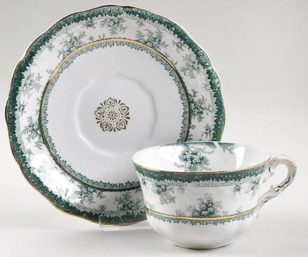 Hamilton Green Flat Cup & Saucer Set by John Maddock & Sons