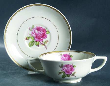 Manor Rose Gold Footed Cream Soup Bowl & Saucer Set