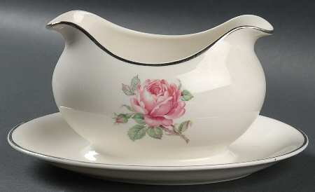 Manor Rose Platinum Gravy Boat with Attached Underplate by Manor House (USA)