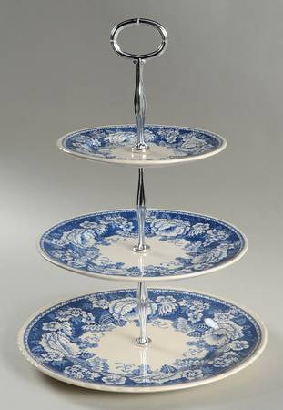 Blue & White 3-Tiered Serving Tray (DP, SP, BB)