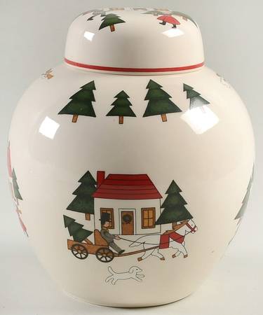 Christmas Village Medium Prunus Jar & Lid
