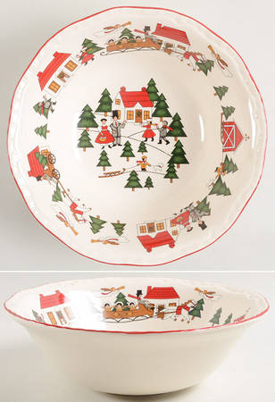 Christmas Village 9" Salad Serving Bowl