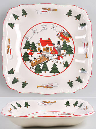 Christmas Village 8" Square Bowl